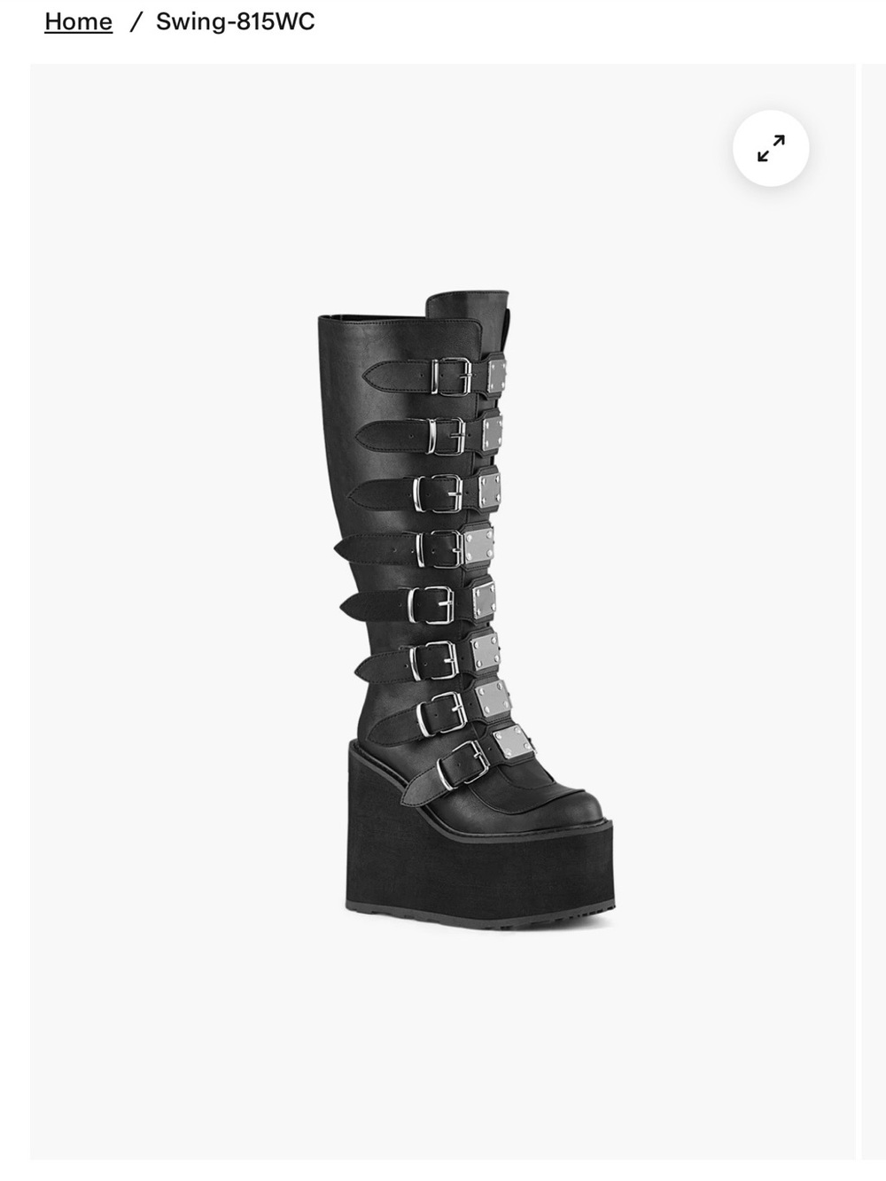 Black Demonia Swing815WC Wide Calf Platform Knee-High Boot